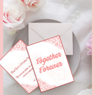 Together Forever ピンク モダン ウェディング インビテーション