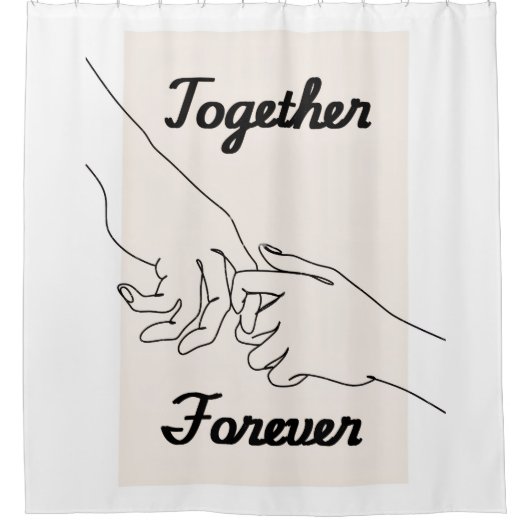 Together Forever ミニマリスト ラインアート シャワーカーテン (正面)