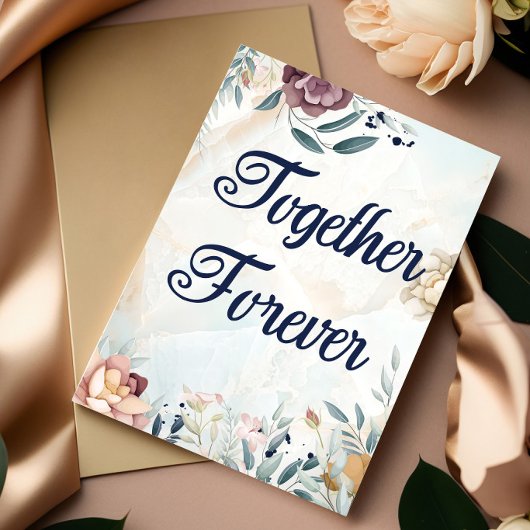 Together Forever Botanical Marble ウェディング招待状 招待状