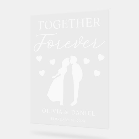 Together Forever Custom Wedding アクリルサイン (傾斜)