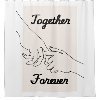 Together Forever Minimalist Line Art Shower Curtai シャワーカーテン