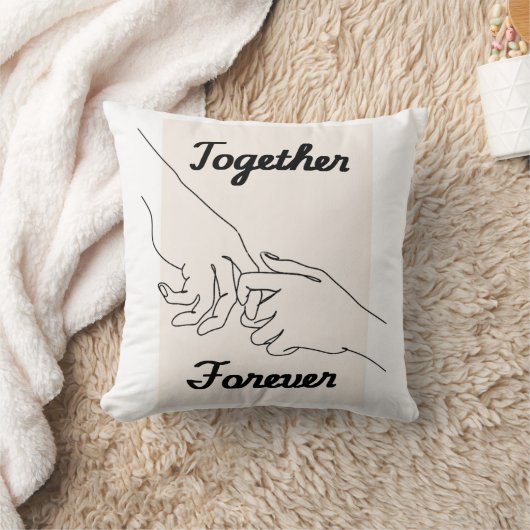 Together Forever Minimalist Line Art Throw Pillow  クッション (ブランケット)