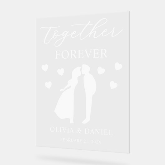 Together Forever Personalized Wedding アクリルサイン (傾斜)