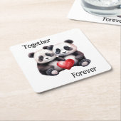 Together Froever Pandaペア スクエアペーパーコースター (アングル)