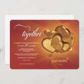 Together Goldenハート結婚式招待状(V4) 案内状 (正面/裏面)