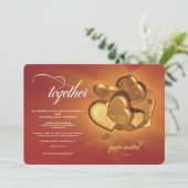 Together Goldenハート結婚式招待状(V4) 案内状 (スタンド正面)