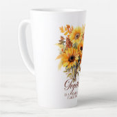 Together in Fall – Sunflowers, Leaves & Love カフェラテマグ (左アングル)