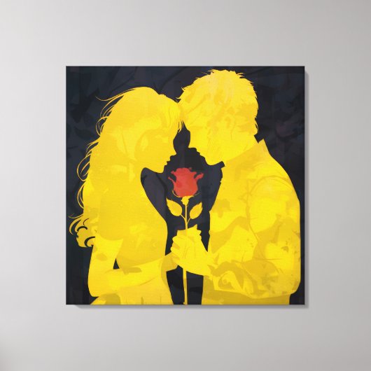 Together in Love- Romantic Love Illustration キャンバスプリント (正面)