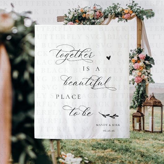 Together Is a Beautiful Place to Be ウェディングバナー タペストリー