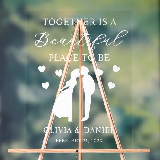 Together is a Beautiful Place to Be Custom Wedding アクリルサイン (ニュートラル)