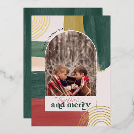 Together & Merry | モダンなクリスマスのフォトアーチ 箔招待状