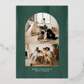 Together & Merry | モダンな抽象写真のクリスマス 箔招待状 (裏面)