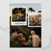 Together & Merry | レトロな5枚の写真のクリスマス 箔シーズンカード (裏面)
