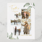 Together New Yearsフォト金ゴールド 箔シーズンポストカード (正面)