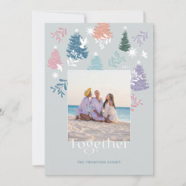 Together Pastelクリスマスツリーフォレストファミリーフォト シーズンカード