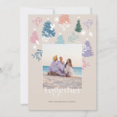 Together Pastelクリスマスツリーフォレストファミリーフォト シーズンカード (正面)