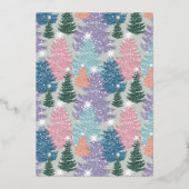 Together Pastelクリスマスツリーフォレストファミリーフォト 箔シーズンカード (裏面)