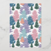 Together Pastelクリスマスツリーフォレストファミリーフォト 箔シーズンカード (裏面)