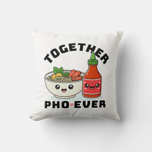 Together Pho Ever, Couples Pun, Pho Pillow クッション (正面)