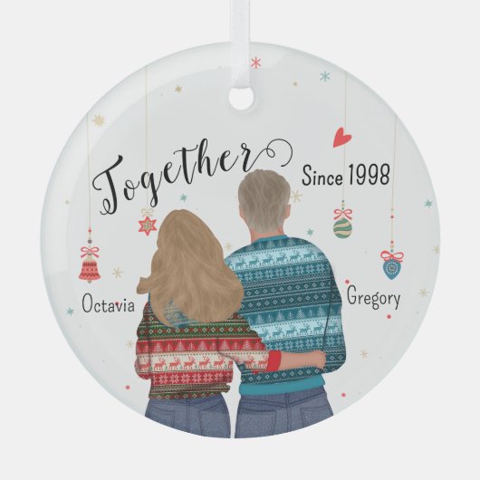 Together Since Couple Christmas Ornament ガラスオーナメント (正面)