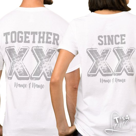 Together Since [Date] -タイポグラフィカスタムカップル Tシャツ