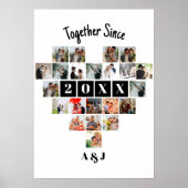 Together Since Year 22 Heart Photo Collage Couple ポスター (正面)