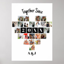 Together Since Year 22 Heart Photo Collage Couple ポスター