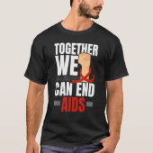 Together We Can End Aids HIV AIDS Awareness Red Ri Tシャツ (正面)