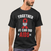 Together We Can End Aids HIV AIDS Awareness Red Ri Tシャツ (正面)