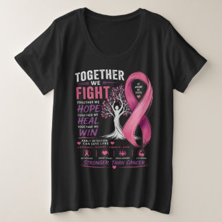 Together We Fight™ – がんよりも強く | 乳房 プラスサイズTシャツ