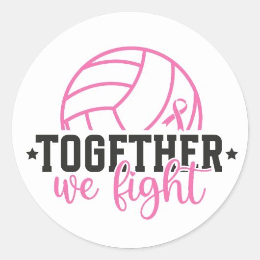 Together We Fight Breast Cancer Pink Ribbon ラウンドシール (正面)
