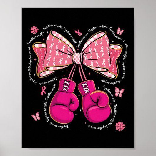 Together We Fight We Win Boxing Gloves Bow Breast  ポスター (正面)