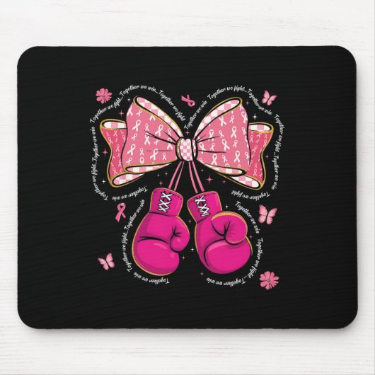Together We Fight We Win Boxing Gloves Bow Breast  マウスパッド (正面)