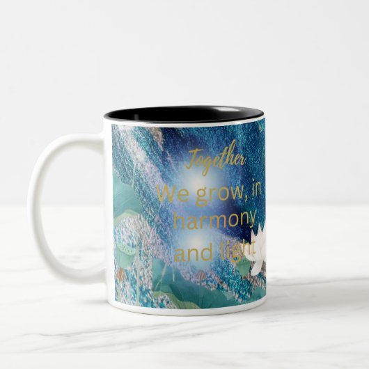 Together We Grow Mug – Harmony & Light Affirmation ツートーンマグカップ (左)