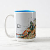 Together We Rise コーヒーマグ - 抽象的な支援の手 ツートーンマグカップ (左)