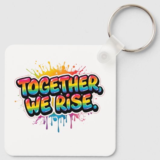 Together We Rise Rainbow Quote Design キーホルダー (裏面)
