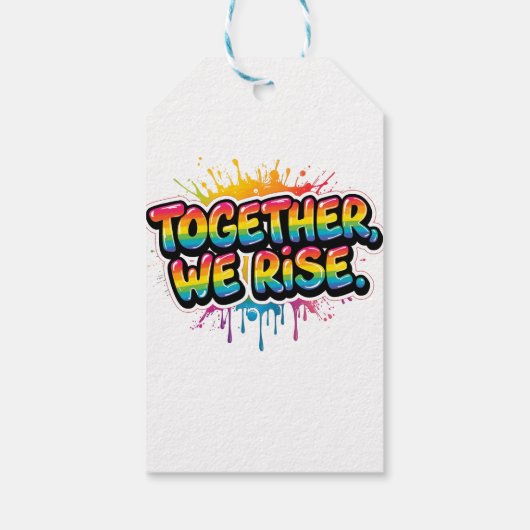 Together We Rise Rainbow Quote Design ギフトタグ (裏面)