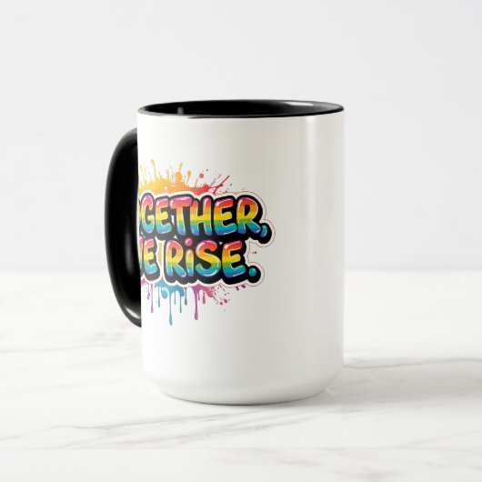 Together We Rise Rainbow Quote Design  マグカップ (正面左)