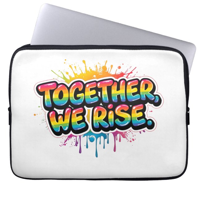 Together We Rise Rainbow Quote Design ラップトップスリーブ (正面)