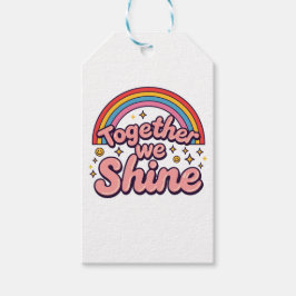 Together We Shine – レトロ・レインボー・プライドの引用 ギフトタグ