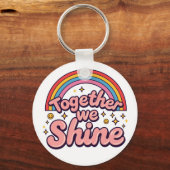 Together We Shine – Rainbow Retro Pride Quote キーホルダー (裏面)