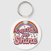 Together We Shine – Rainbow Retro Pride Quote キーホルダー (裏面)