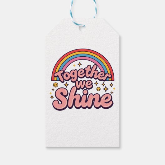 Together We Shine – Rainbow Retro Pride Quote ギフトタグ (裏面)