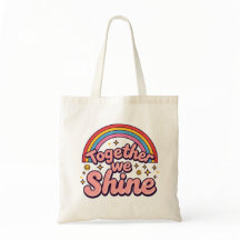 Together We Shine – Rainbow Retro Pride Quote