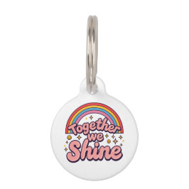Together We Shine – Rainbow Retro Pride Quote ペット　ネームタグ