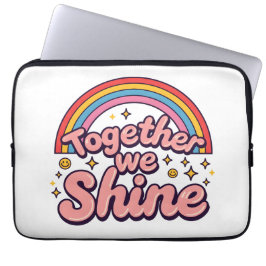 Together We Shine – Rainbow Retro Pride Quote ラップトップスリーブ