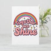 Together We Shine – Rainbow Retro Pride Quote 招待状 (スタンド正面)