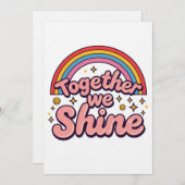 Together We Shine – Rainbow Retro Pride Quote 招待状 (正面/裏面)