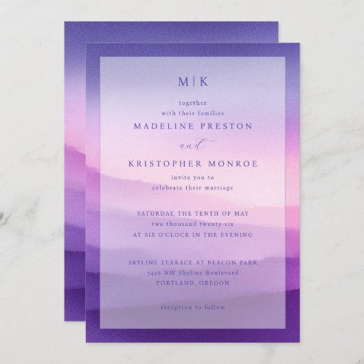 Together with their families Lavender Gradient Ser 招待状 (正面/裏面)