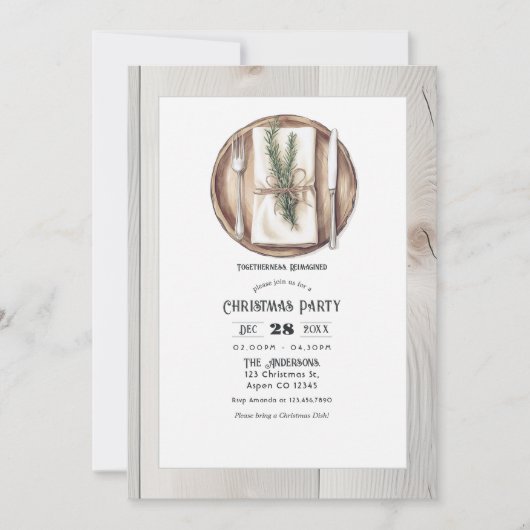 Togetherness Reimagined Rustic Christmas Party 招待状 (正面)